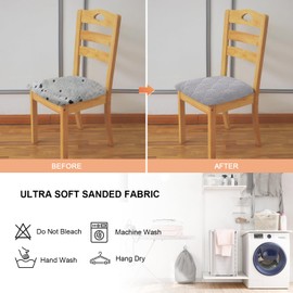 Laurraine Waterproof Dining Chair Seat Covers Set of 4, High Stretch Dining Chair Seat Cushion Slipcovers Washable Seat Protector for Banquet, Kitchen, Party, Hotel (light gray)