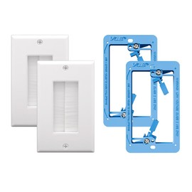 VCE Brush Wall Plate with Low Voltage Box, Decorator Wall Cover with Low Voltage Mounting Bracket for Wall-Mount TV, 2-Pack