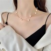 Cimenexe Bohemian Layered Pearl Choker Necklace Gold Pearl Station Bead