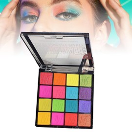 Fychuo Colourful Eyeshadow Palette 16 Colour Glitter Eyeshadow Blue Pink Purple Green Yellow Orange Red Eye Shadow Pallets for Women Stage Makeup Waterproof Eye Make-Up