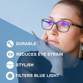 Avatude Unisex - Blue Light Glasses - Blue Light Blocking Glasses - Blue Light Filter Glasses - UV420 Anti-Reflective, Anti-Eyestrain from Devices. Toxin Purple w/Hardcase & Microfibre Cloth.