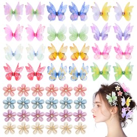 ZOCONE Pack of 48 Butterfly Hair Clips Decorative Butterflies with Clip 3D Butterfly Clips for Girls Women Children Carnival Party (A)