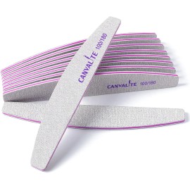 CANVALITE 10 Pack Purple Nail Files 100 180 Grit Emery Boards For Manicure Pedicure Care