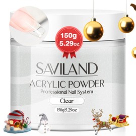 Saviland Acrylic Powder 150g Clear Acrylic Powder Acrylic Nail Powder Polymer Large Capacity Professional Acrylic Application Salon Nail Extension French Manicure Nail Carving