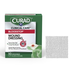 Product Title: CURAD BloodStop Hemostatic Gauze Quick Bleeding Control 1" x 1", Pack of 10