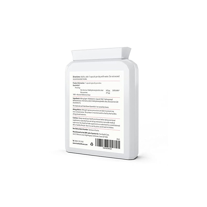 Folic Acid 600µg 90 Capsules as Quatrefolic Methyl Folate 5-MTHF