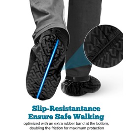 GOTMAR X-Large 50 Pack Breathable Shoe Covers Disposable for Indoors - Reusable Non-Slip Black Non-Woven Fabric Shoe Booties disposable, Fits Up to Men’s Size 13, Doubles as Travel Shoe Bags