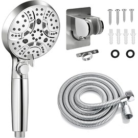 RV Shower Head with Hose, Shower Head with Handheld, 10 Modes High Pressure Shower Heads for Home/RV/Camper/Travel Trailer, Handheld Shower Head Holder and Extra Long 5ft Stainless Steel Hose