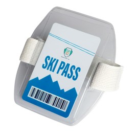 Heavy Duty Ski Pass Holder Arm Band Badge Holder for Kids & Adults - One Size Fits All Adjustable Armband Ski Resort Season Pass Holder with Elastic Band by Specialist ID (White)