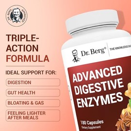Dr. Berg Nutritionals Enzimas digestivas avanzadas del Dr. Berg con vinagre de sidra de manzana: incluye ingredientes para la salud digestiva como clorhidrato de betaína (HCI), raíz de jengibre y P