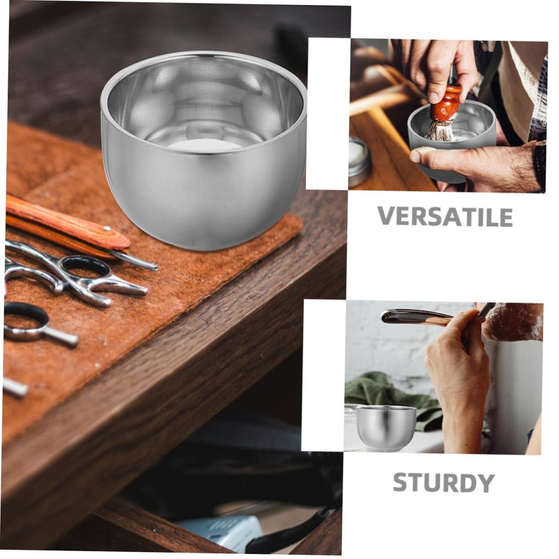 VICASKY 2pcs Double Layer Stainless Steel Shaving Soap Bowl Shave