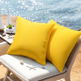 Phantoscope Pack of 4 Premium Dual Usage Outdoor Pillow Inserts, Waterproof Throw Pillows No Cover Needed, Colorful Decorative Couch Sham Cushion Stuffer Patio Couch Tent, Yellow 18 x 18 Inches