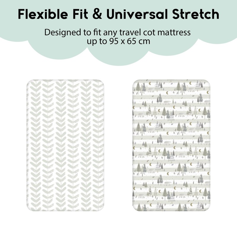 Yoofoss Travel Cot Sheets 95 x 65cm Fitted Cozy &