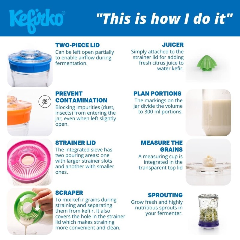 Kefirko | Kefir Fermenter Starter Kit, Easily Make Milk and