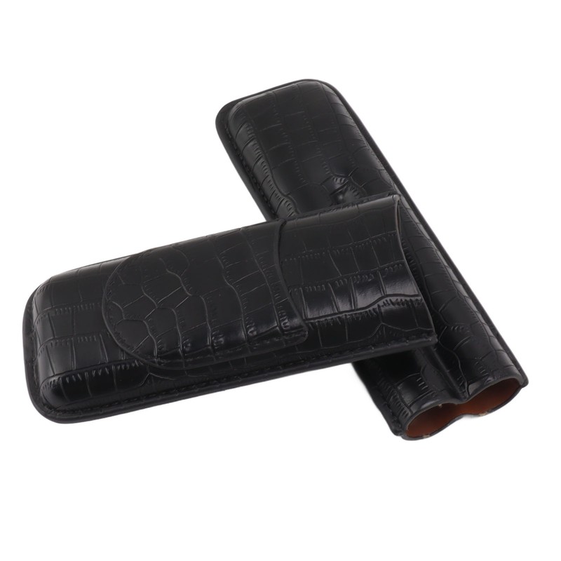 Cigar Case 2 Finger Moisturizing Faux Leather Portable Cigar Box