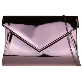 Girly HandBags Glossy Plain Clutch Bag -- Pink