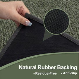 OJIA Stair Treads Carpet for Wooden Steps Non Slip Landing Mat Stair Rug with Rubber Backing, Polyester Soft Stair Runner Safety Rugs for Family, Absorbent Washable 32x32 inch, Green