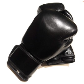 Woldorf USA Boxing Gloves in Top Grade Leather Black 18oz Muay Thai Training Leather Mitts for Sparring, Kickboxing Fighting Great for Heavy Punch Bag, Focus Pad