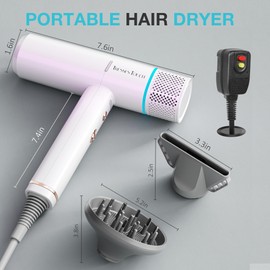 Tresses Touch Tresses Touch Hair Blow Dryer 150000 RPM, 200 Million Negative Ionic Blow Professional Hair Dryer with Diffuser, 3 Temps/2 Speeds, 6.56 Ft Cord Fast Drying and Portable for Home Traveling, White