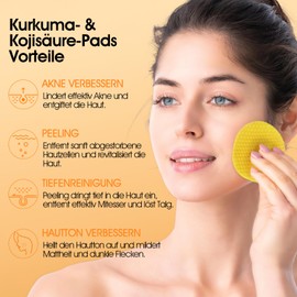 60 Pcs Turmeric Kojic Acid Cleansing Pads Facial Cleansing Facial Scrubs Enhance Dark Acne Spot Exfoliating Rich Vitamin C Pads Freckle Removal Pads
