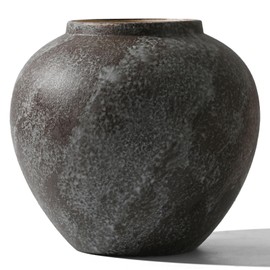 Rustic Ceramic Vintage Farmhouse Vase for Decor (Large Brush Black)