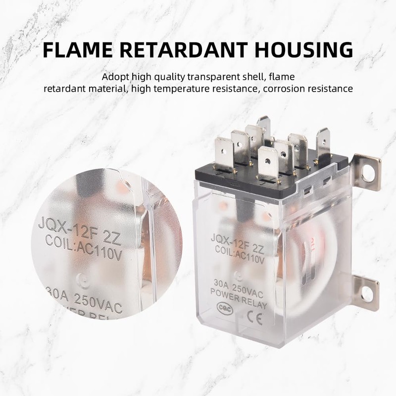 CNAODUN JQX-12F-2Z AC 110V Coil 30A 2NO 2NC DPDT 8