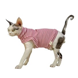 Hairless Cat Sweatshirt Sweater- Cat Wear Soft Cotton Vest Warm Stretchy Pullover Easy On Puppy Clothes for Sphynx Cat, Devon Rex Cat, Cornish Rex Cat and Peterbald Cat (Pink, S)