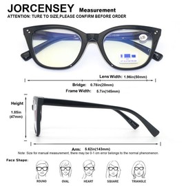 JORCENSEY 2 PACK Cat Eye Reading Glasses for Women,Fashion Oversized Ladies Blue Light Blocking Readers (Mix,+1.25)