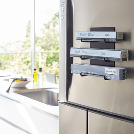 Yamazaki 4940 Magnetic Kitchen Wrap Holder, 3 Tiers, Tower, Black, Approx. W 5.9 x D 2.8 x H 9.1 inches (15 x 7 x 23 cm), Tower, Wrap Storage