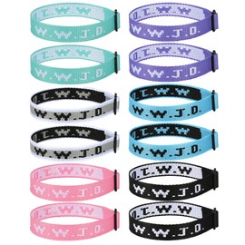 Meajjew 12PCS WWJD Bracelet Pack, Christian Gifts Adjustable Wristbands, WWJD Jesus Bracelets Bulk - What Would Jesus Do Bracelet for Women Men, 12-Piece