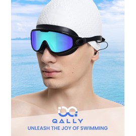 QALLY Adult Swimming Goggles-for-Men-Women-Goggles for Men:No Leaking Shatterproof Lenses with UV400 Protection Anti-Fog