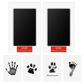 Pet Paw Stamp Kit, Set of 2, Easy to Collect Handprints and Paws, No Direct Contact, Ink Quick Drying, No Dirt, Includes 4 Imprint Cards for Recording Growth, Dogs and Cats, Memorial Goods, Baby