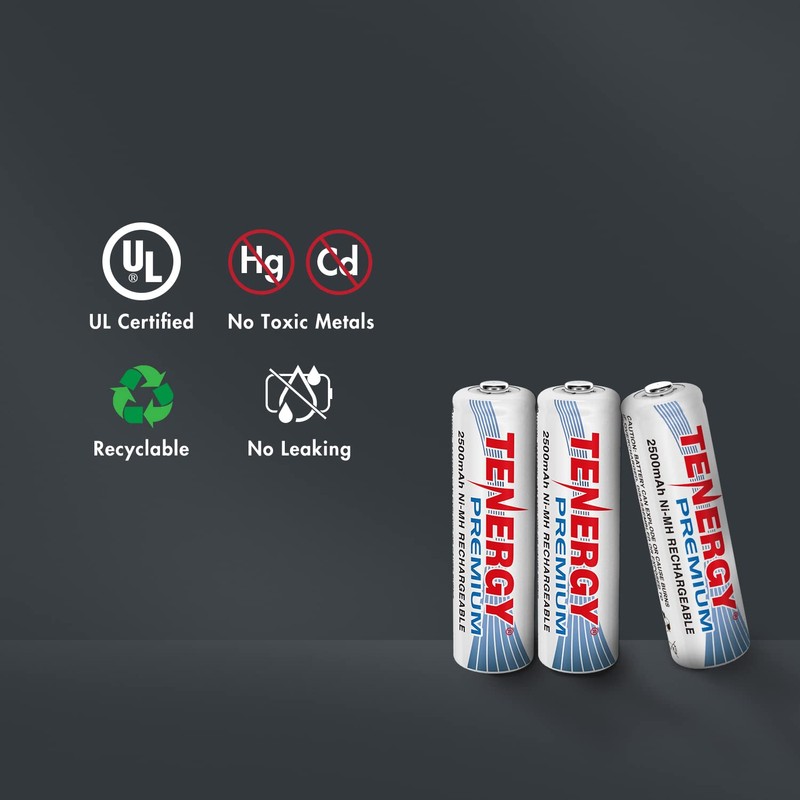 Tenergy 24 Pack Premium Rechargeable AA Batteries, 2500mAh Capacity Double