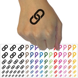 Chain Link Icon Temporary Tattoo Water Resistant Fake Body Art Set Collection - Orange (One Sheet)