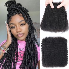 Afrodiva Afro Kinkys Bulk Human Hair for Dreadlocks Kinky Curly Hair for Loc Extensions 100% Real Human Hair Afro Kinky-Curly Human Braiding Bulk Hair for Twist & Repair Locs 50 Gram 14 Inch Black