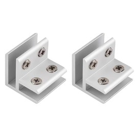 INCREWAY 2PCS Adjustable Glass Clips Kit 90 Degrees Adjustable Silver Square Glass Shelf Bracket Holder Bracket Clamp for Glass Fence Panel, Showcase, Wine Cabinet (5-8mm)