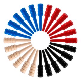 24pcs Cribbage Pegs, Wooden Cribbage Board Pins Fit 1/8 Inch Holes Cribbage Accessories for Traditional Crib Board Game (Red, Black, Wood, Blue)