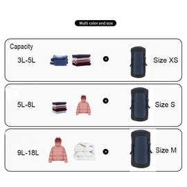 3 Piece Compression Bag Set, Sleeping Bag, Lightweight, Compression Bag, Storage Bag, Set for Camping, Outdoors, Portable Stuff Sack, XS+S+M (Dark Blue)