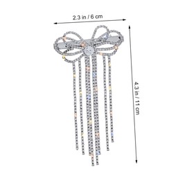 PACKOVE Rhinestone Bow Hair Clip with Tassel Multi Sparkling Barrette for Women and Lightweight Hair Pin for Party and Daily Styling