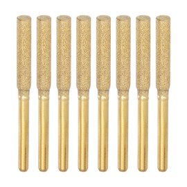 sourcing map 8pcs Diamond Chainsaw Sharpener Bits 5/32" 4mm Cylinder Head, Titanium Plated Electric Chain Saw Grinder