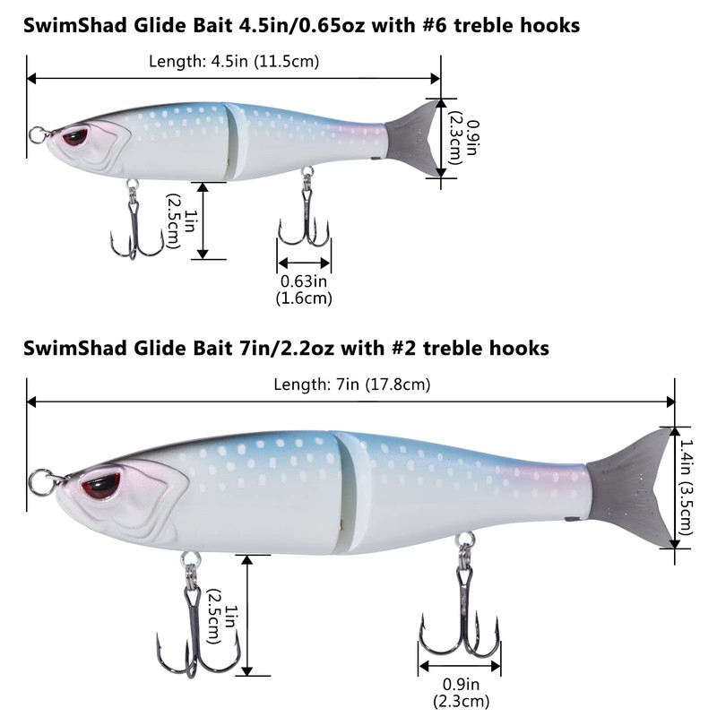 Bassdash SwimShad Glide Baits Jointed Swimbait Bass Pike Salmon Trout