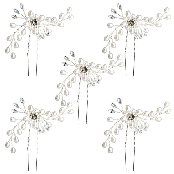5 Stück Braut Hochzeit Haarnadeln Blume Haarschmuck Perle Braut Haarspangen,