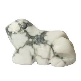 Bacatgem 1 Pcs Natural White Howlite Turquoise Frog Crystals and Healing Stone Figurines,1.5 Inches Hand Carved Pocket Animal Room Decor Gemstone
