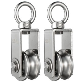 KCNOFNC Pulley with 2 Ball Bearings, Fitness 304 Stainless Steel Pulley for Ropes, Steel Cable, Load Capacity 250 kg, Pack of 2