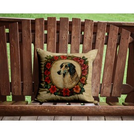 Caroline's Treasures DAC2326PW1414 Borzoi Christmas Flowers Throw Pillow Machine Washable, Indoor Outdoor Decorative Pillow for Couch, Bed or Patio, 14Hx14W