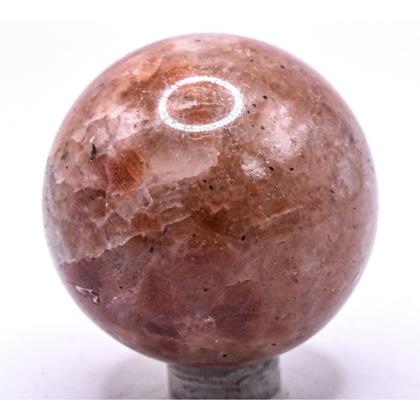 46mm 135g Sunstone w/Tourmaline Inclusions Carved Sphere Polished Natural Sparkling