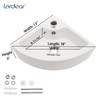 Lordear Wall Mount Corner Bathroom Sink 18 Inch White Ceramic