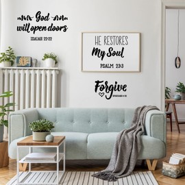 Sabary 12 Pcs Bible Verse Wall Decals Stickers Religious Scripture Wall Art Decor Inspirational Quotes Christian Peel and Stick Motivational Decor for Bedroom Living Room(Vintage Style)