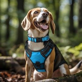 Joytale Reflective Dog Collar,Soft Neoprene Padded Breathable Nylon Pet Collar Adjustable for Large Dogs,Sky Blue,L