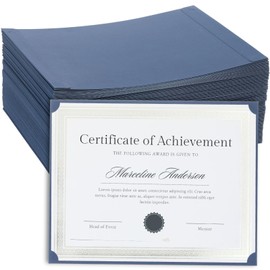 75 Pack Single Sided Certificate Holders for Letter Size, 8.5 x 11 Bulk Award Certificate Cover for Graduation,Diploma, Documents, Marriage,Employee Appreciation, School,Office, Business - Navy Blue